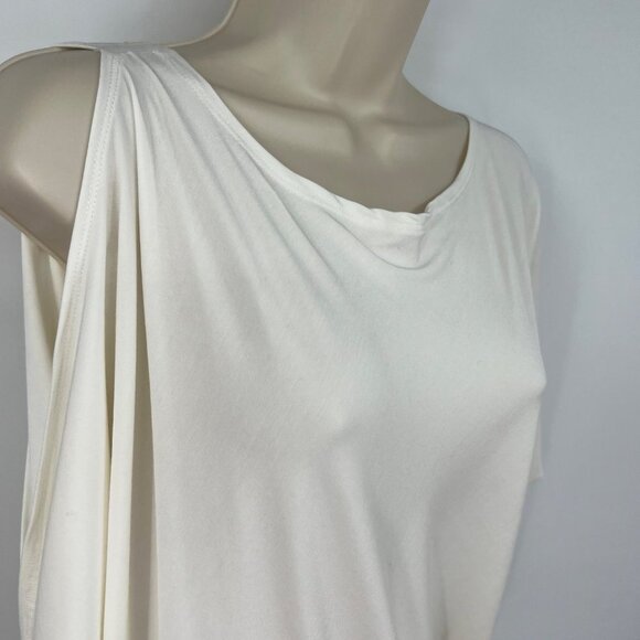 TART Cream Asymmetrical Draped Roundneck One Cold Shoulder Top - Picture 7 of 11